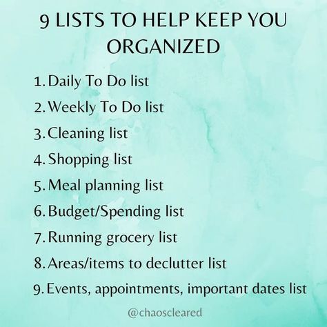 How To Get Organized, How To Organize Your Life, Life Binder Categories, Married Life Organization, Organizing List, Meal Planning List, Frugal Homemaking, Better Organization, Planning List