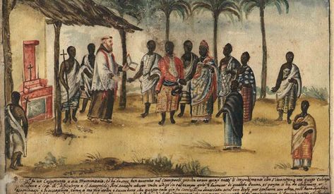 Queen Nzinga, 18th Century Art, Kingdom Of Kongo, African History Facts, Christian Wedding Ceremony, Illustrated Manuscript, Christian History, Ancient Kingdom, Christian Artwork