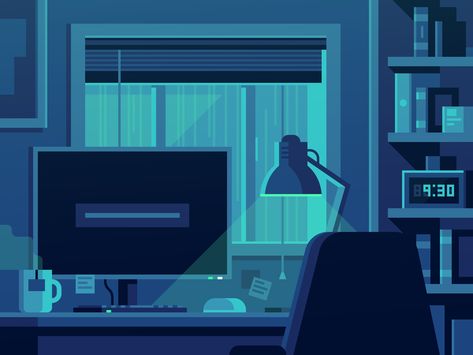 Computer Desk Illustration, Computer Illustration Design, Alex Pasquarella, Rain Bedroom, Desk Illustration, Writing Habits, Ui Ux Inspiration, Office Illustration, Computer Illustration