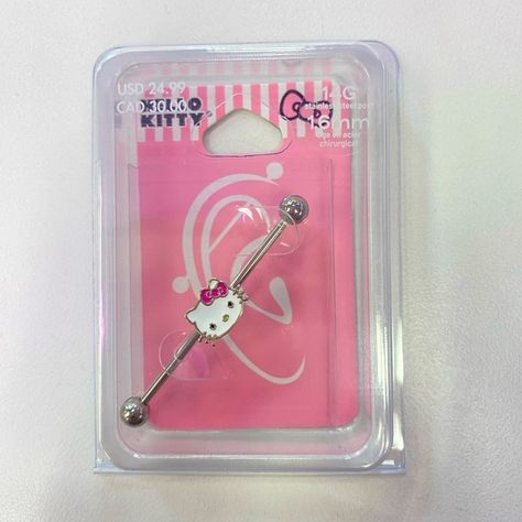 Stainless Steel Hello Kitty Industrial Piercing Hello Kitty Helix Piercing, Hello Kitty Septum Piercing, Hello Kitty Industrial Piercing, Hello Kitty Piercing, Industrial Bar Earring, Hello Kitty Earrings, Hello Kitty Jewelry, Face Piercings, Belly Button Jewelry