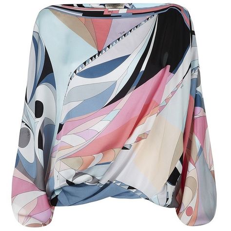 Emilio Pucci Astana Silk Poncho Top found on Polyvore featuring polyvore, fashion, clothing, tops, emilio pucci, emilio pucci top, bateau neck top, dolman sleeve tops and poncho style tops Emilio Pucci Shirt, Silk Poncho, Poncho Style Top, Poncho Blouse, Morning Dress, Poncho Top, Poncho Tops, Dolman Sleeve Tops, Bateau Neck