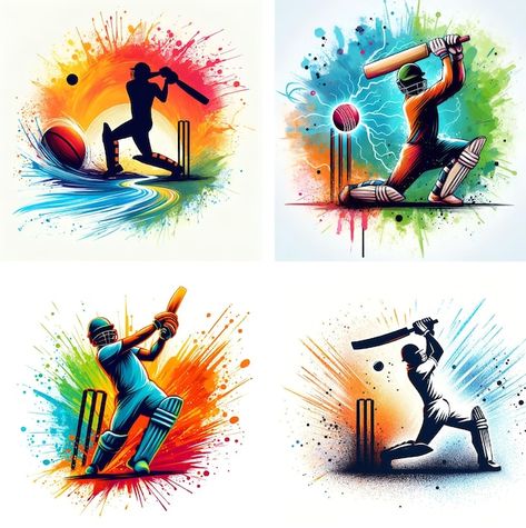 Vector batsman playing cricket | Premium Vector #Freepik #vector #sport #design #graphic #bats Cricket Wallpapers Background, Sport Design Graphic, Msd Csk Hd Wallpaper, Cricket Logo Design, Playing Cricket, Cricket Logo, Cricket Coaching, Cricket Poster, Islamic Art Canvas