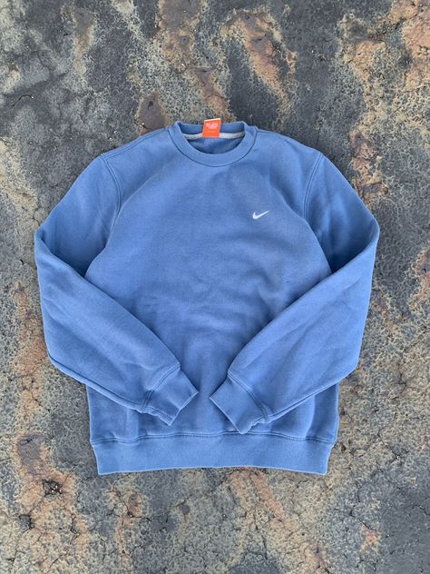 Nike Vintage Nike Crewneck 90s Blue | Grailed Nike Crewneck Outfit, Old Nike, Nike Track Pants Outfits, Nike Vintage Crewneck, Nike Jumper, Nike Hoodie Men, 2000s Fashion Men, Old Nikes, Crewneck Outfit