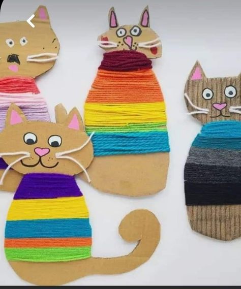 Påskeaktiviteter For Barn, Ideas For Easter Decorations, Ideas For Easter, Elementary Art Projects, Blanket Knitting, Beginners Knitting, Art Yarn, Craft Club, Cat Crafts