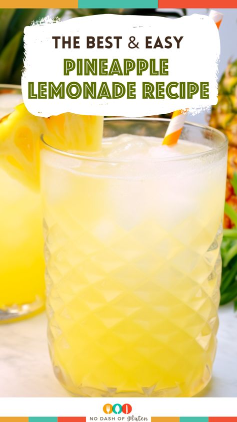 Pineapple Lemonade Pineapple Drinks Nonalcoholic, Classic Lemonade, Pineapple Lemonade Recipe, Gluten Free Holiday Recipes, Best Gluten Free Desserts, Pineapple Lemonade, Gluten Free Travel, Lemonade Cocktail, Creative Snacks