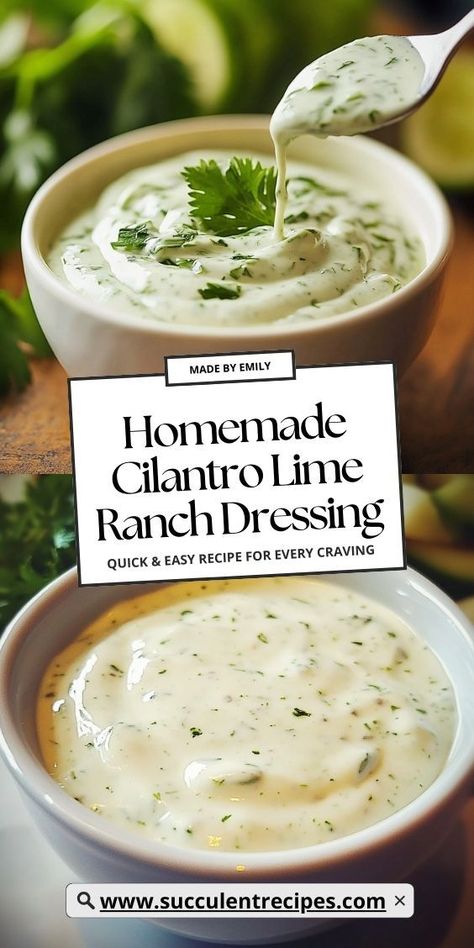 Enjoy the perfect balance of creaminess and zest with this Homemade Cilantro Lime Ranch Dressing. Made with fresh ingredients, it’s a versatile dressing that’s great for salads, tacos, or as a dip for veggies. Fresh Cilantro Recipes, Diy Snack Ideas, Cilantro Lime Ranch, Cilantro Lime Ranch Dressing, Cilantro Ranch Dressing, Dip For Veggies, Creamy Cilantro Dressing, Cilantro Recipes, Cozy Movie Night