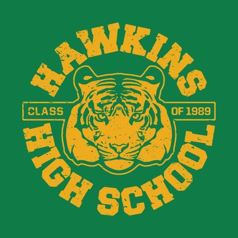 Stranger Things Graphic Design, Stranger Things Hawkins High School, Stranger Things Tshirt Designs, Class Shirt Design Ideas High Schools, University Shirt Design Ideas, Class Of Shirt Ideas, High School T Shirt Designs, High School Shirt Designs, School Merch