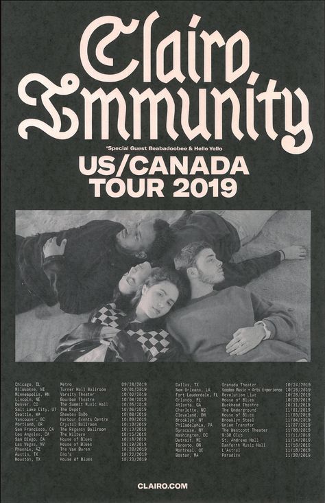 Immunity tour poster Claire Cottrill, Tour Poster, Dorm Posters, Studio Gallery, Collaborative Art, Tour Posters, Photo Wall Collage, Art Collage Wall, Band Posters