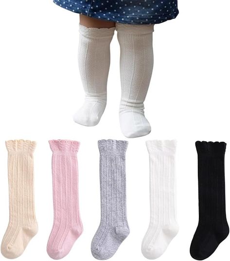 Amazon.com: Petrass Knee High Socks Baby Girls,Infant Ruffle Knee High Socks,Toddler Knee High Socks （5 packs） : Everything Else Knee High Socks Baby Girl, Toddler Knee High Socks, Girls Knee High Socks, Knee High Stockings, Toddler Socks, Long Socks, Tube Socks, Knee Socks