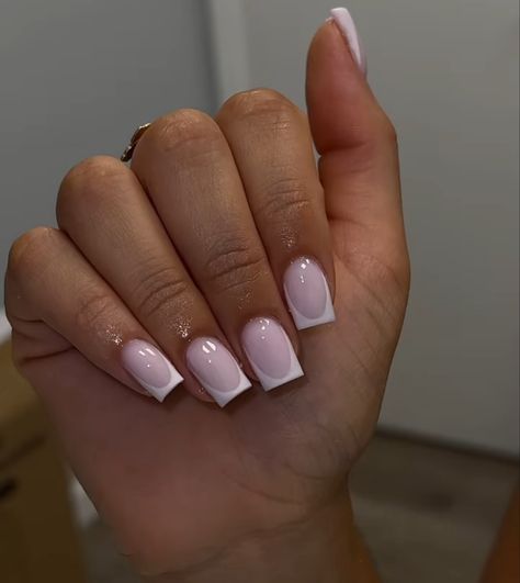 Nail Fill In Acrylic Ideas, Short Classy Nails, Licensed Cosmetologist, Overlay Nails, Acrylic Overlay, Milky Nails, Acrylic Toe Nails, Basic Nails, French Tip Acrylic Nails