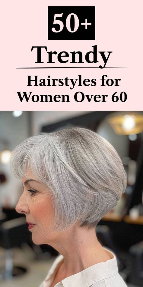 A trendy jaw-length stacked pixie bob hairstyle for women over 60 Hairstyles Over 60 Older Women New Looks, Stacked Pixie Bob, Layered Stacked Bob Haircut, Stacked Pixie, Fresh Haircuts, 60 Year Old Hairstyles, Hairstyles For Seniors, Stacked Haircuts, Stacked Bob Hairstyles