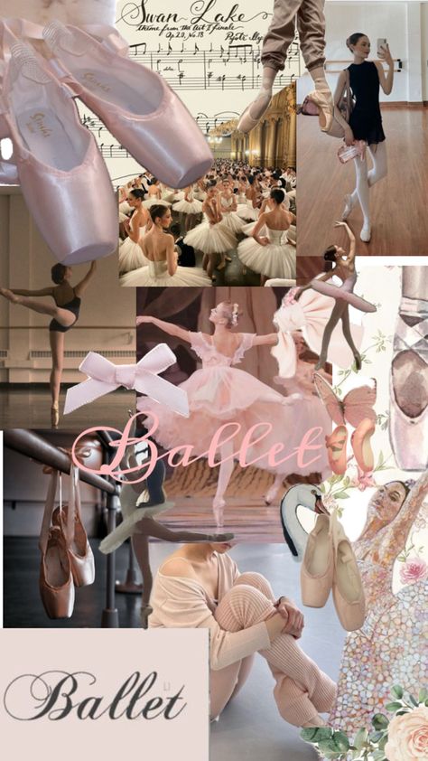 Ballet 🩰 Ballet Shoes Wallpaper, Ballet Collage Wallpaper, Cute Dance Wallpapers, Dance Collage Wallpaper, Dance Aesthetic Ballet, Ballet Aesthetic Wallpaper, Home Ballet Studio, Ballet Collage, Pink Asthetics Wallpaper