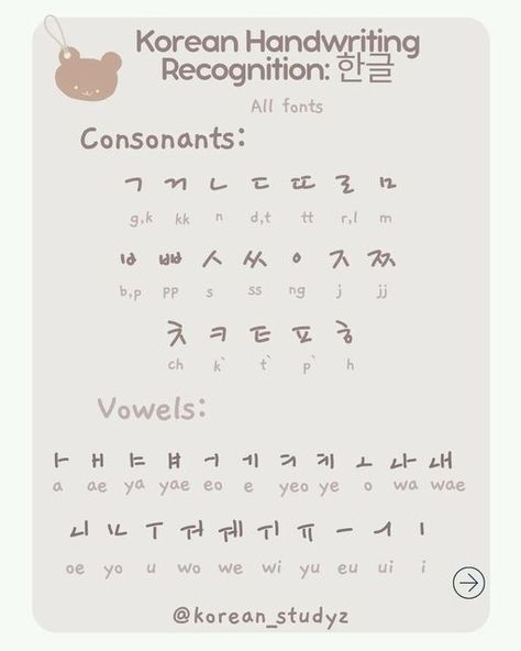 Korean Calligraphy, Korean Alphabet Different Fonts Korean Hangul Alphabet A-z, Hangul Writing Strokes, Beautiful Korean Handwriting, Aesthetic Korean Writing, Korean Alphabet Hangul Notes Aesthetic, Handwriting Styles Korean, Hangul Handwriting Cursive, Korean Hangul Worksheets, Pretty Easy Handwriting