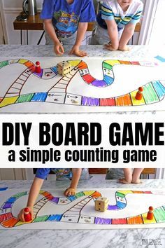 DIY board game for kids, how to make a board game for kids, children math counting game #preschool #mathgame #indoorgames #preschooler Diy Board Games For Kids, Board Games For Preschoolers, Make A Board Game, Diy Games For Kids, Diy Board Games, Math Counting Games, Board Game For Kids, Preschool Board Games, Homemade Board Games