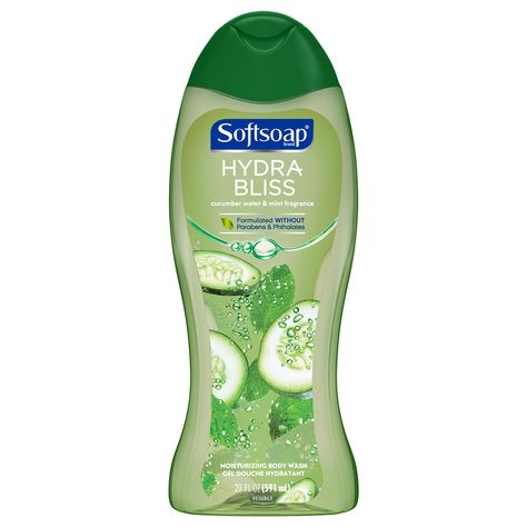 Softsoap Hydra Bliss Cucumber Water & Mint Cucumber Body Wash, Colgate Palmolive, Cucumber Water, Body Washes, Moisturizing Body Wash, Smooth Skin, Household Items, Natural Skin, Dish Soap Bottle