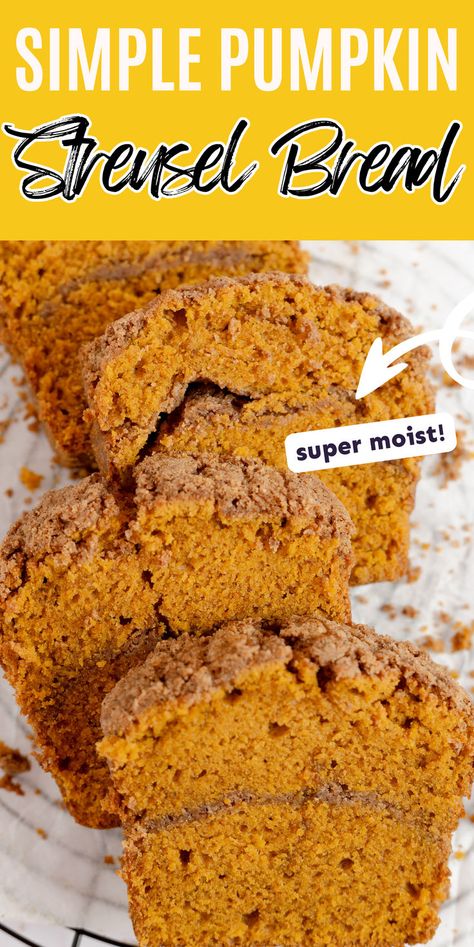 Moist Pumpkn Bread with Streusel Topping Indulge in moist pumpkin bread with a perfect streusel topping! A cozy treat that’s great for breakfast, dessert, or snack. #pumpkinbread #streusel #baking #fallrecipes #comfortfood Streusel Pumpkin Bread, Pumpkin Bread With Oats, Pumpkin Streusel Bread, Pumpkin Bread With Streusel Topping, Pumpkin Bread With Streusel, Easy Pumpkin Bread Recipe, Easy Pumpkin Bread, Dessert Breads, Pumpkin Banana Bread