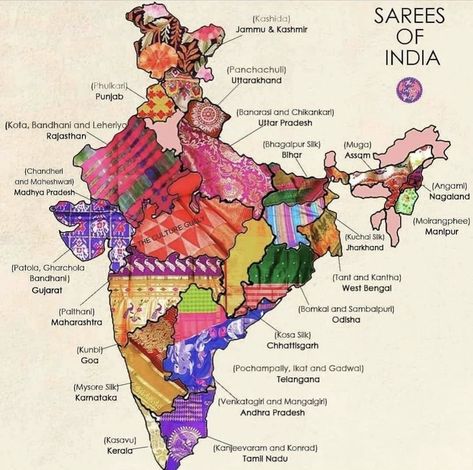 Art Forms Of India, Clothing Fabric Patterns, Map Of India, Indian Culture And Tradition, India Textiles, Travel Art Journal, Indian Art Gallery, India Map, Art Painting Tools