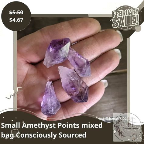 Unlock the magic of Small Amethyst Points! 💫✨ Consciously sourced from Brazil, these Amethyst points offer: ⭐ Protection ⭐ Cleansing ⭐ Intuition. 🌿 Embrace higher consciousness with Amethyst's spiritual shield against negativity. 🧘‍♀️✨ Don't miss out on these powerful crystal allies! 🔮 Now only $4.67 until April 1st. Shop now at https://ssdlr.shop/l/3e4544d6 🛒 #CrystalMagic #AmethystPoints #SpiritualProtection Spiritual Protection, Amethyst Point, Higher Consciousness, Crystal Magic, Power Crystals, April 1st, Consciousness, The Magic, Brazil