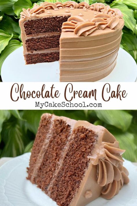 Frazier Cake Recipe, Milk Chocolate Cake Recipe, Chocolate Moist Cake, Chocolate Pastry Cream, My Cake School, Chocolate Cream Cake, Bolo Red Velvet, Chocolate Cream Cheese Frosting, Chocolate Pastry