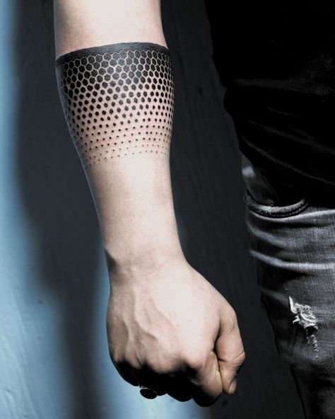 Black Negative Space Tattoo, Geometric Tattoo Sleeve Designs, Wrist Band Tattoo, Faded Tattoo, Cuff Tattoo, Cool Shoulder Tattoos, Geometric Sleeve Tattoo, Band Tattoos, Cool Tattoo Drawings