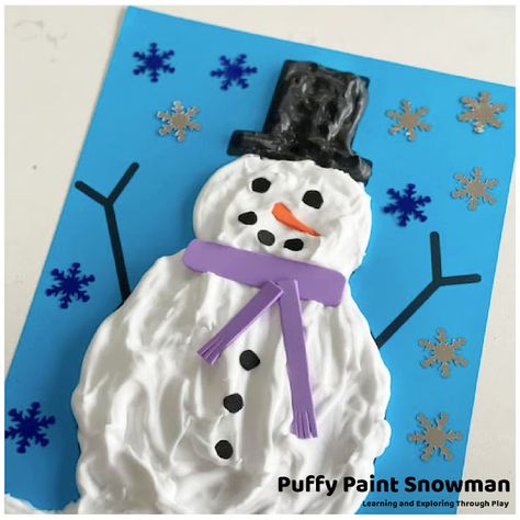 Puffy Paint Snowman Free Template Christmas Puffy Paint Crafts, My Melted Snowman Craft, Puffy Paint Snowman, Snowman Puffy Paint, Snowman Painting For Kids, Puffy Art, Make Puffy Paint, Puffy Paint Crafts, Paint Snowman