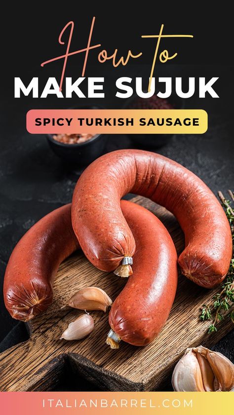 How to Make Sujuk - Spicy Turkish Sausage Luncheon Meat Recipe, Venison Sausage Recipes, Sausage Italian, Brat Sausage, Boudin Sausage, Ground Lamb Recipes, Cured Meat Recipes, Sausage Making Recipes, Homemade Sausage Recipes