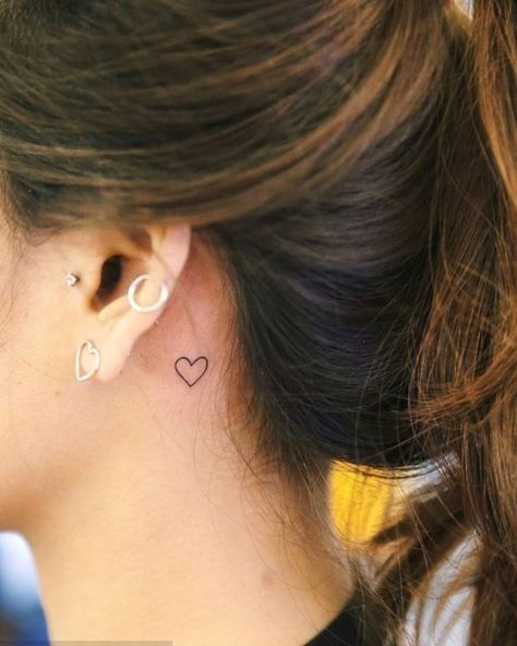 Minimalist heart behind the left ear. #tattooideas #tattoo #tattoos Behind Ear Tattoos, Small Heart Tattoos, Petite Tattoos, Heart Tattoo Designs, Classy Tattoos, Discreet Tattoos, Dainty Tattoos, Elegant Tattoos, Little Tattoos