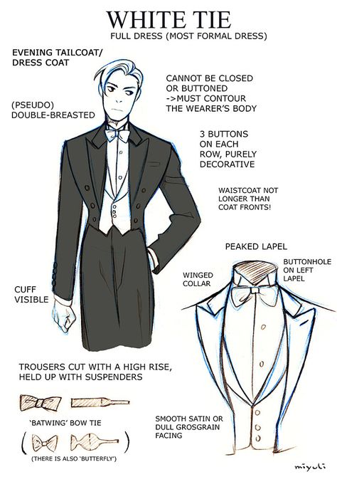 Since some people found my black tie notes helpful I decided to share my white tie notes and sketches here as well!  Next I’ll be researching Regency Era fashion. Suit Drawing, My Black, Drawing Clothes, Character Design References, Drawing Reference Poses, Art Tips, Drawing Tips, A Drawing, Suit And Tie