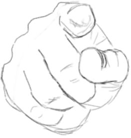 Pointing Hand Foreshortening, Pointing Hand Perspective, How To Draw A Hand Pointing At You, Pointing Arm Drawing Reference, Arm Pointing Reference, Arm Pointing Forward Reference, Hand Reference Pointing, Finger Pointing Reference, Pointing Hand Drawing