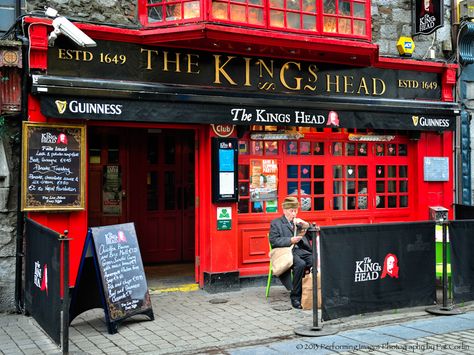 Pat Kennedy Corlin:  “A Smoke and A Pint”      The Kings Head Pub, in Galway, Ireland, is 800 years old and a “MUST STOP” for a pint and maybe a nibble! Ireland Trip, Galway Ireland, Visit Ireland, The Kings, Galway, Ireland Travel, Guinness, Bucket List