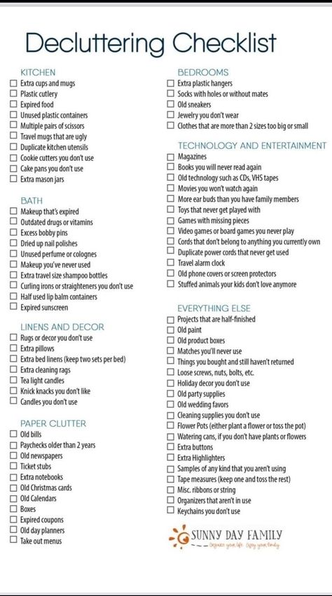 Decluttering Checklist, 1000 Lifehacks, Deep Cleaning Checklist, Deep Cleaning House, Declutter Home, Declutter Challenge, House Cleaning Checklist, Household Cleaning Tips, Cleaning Checklist