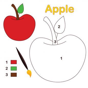 An apple sits ready to color. This activity consists of only three colors and comes with a legend and fully colored reference. Apple Color By Number, Apple Coloring Page, Coloring Numbers, Preschool Color Activities, Math Coloring Worksheets, Alphabet Letter Crafts, Kids Worksheets Preschool, Preschool Math Worksheets, Tracing Worksheets Preschool