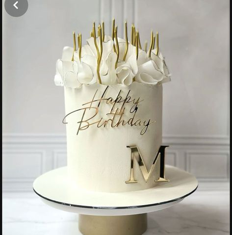 Cake 50th Birthday Woman, 40th Birthday Cake For Women, Birthday Cake For Women Elegant, 75 Birthday Cake, Elegant Cake Design, 25th Birthday Cakes, White Birthday Cakes, Gold Birthday Cake, Birthday Cakes For Her