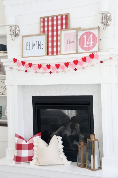 Valentine Mantle Decor, Valentine Mantle, Valentine's Day Decorations, Diy Valentine's Day Decorations, Holiday Mantel, Valentines Decor, Diy Valentines Decorations, Valentines Decorations, Valentine Coloring