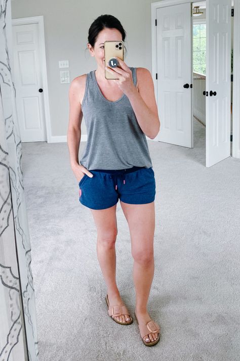 Jo-Lynne Shane shares everyday outfits for women over 40. #fashion #everydaystyle #outfitideas #summerfashion Women Over 40 Fashion, Over 40 Fashion, Jolynne Shane, Pajamas All Day, 40 Fashion, Camo Tee, Happy Hump Day, Of Outfits, Yellow Shorts