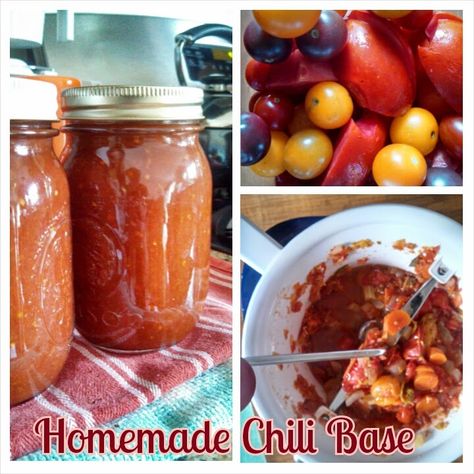 Chili Starter Canning Recipe, Chili Base Recipe, Chili Canning Recipe, Pasta Salad With Salami, Chili Base, Canning Chili, Homemade Tomato Juice, Chili Starter, Chili Recipe Stovetop