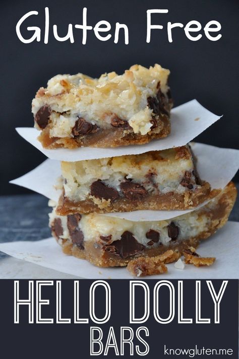 Dolly Bars, Hello Dolly Bars, Dessert Aux Fruits, Desserts Vegan, Gluten Free Sweet, Gluten Free Desserts Recipes, Gf Desserts, Gluten Free Sweets, Gluten Free Eating