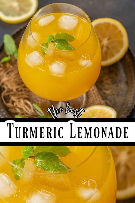 Turmeric Lemonade is a variation of classic lemonade with turmeric added to it. Use my easy recipe to make it. Turmeric Drink Recipes, Turmeric Lemonade, Turmeric Drink, Fresh Turmeric, Lemonade Drinks, Lemonade Recipe, Ginger And Honey, Ground Turmeric, Lemonade Recipes