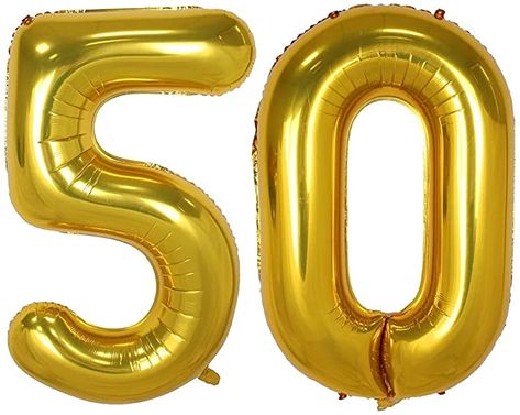 Amazon.com: 40inch Gold Number 50 Balloon Party Festival Decorations Birthday Anniversary Jumbo foil Helium Balloons Party Supplies use Them as Props for Photos (40inch Gold Number 50): Kitchen & Dining Number 50, Gold Number, Number Balloons, 50th Birthday, Gold Foil, Foil, Balloons, Birthday Party, Party Supplies