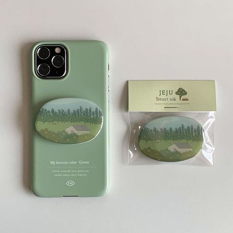 aestraraa Phone Case With Popsocket, Popsockets Aesthetic, Popsocket Design, Korean Phone Cases, Korean Phones, Iphone Case Aesthetic, Aesthetic Case, Creative Iphone Case, Green Phone Case