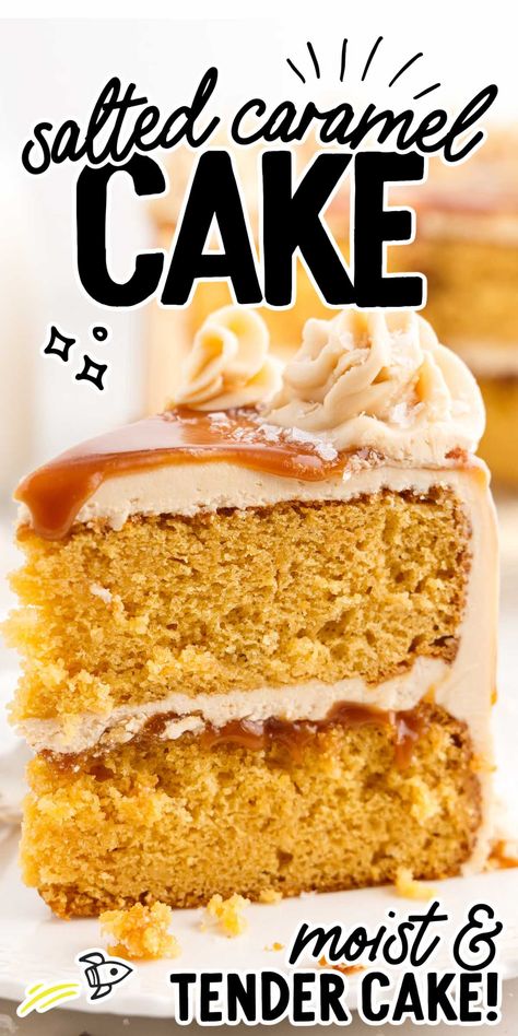 Carmel Cake, Caramel Cake Recipe, Boxed Cake Mixes Recipes, Salted Caramel Cupcakes, Salted Caramel Cake, Pumpkin Bread Pudding, Caramel Icing, Gooey Caramel, Homemade Caramel Sauce