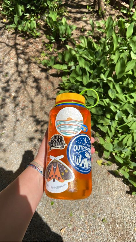 Granola Water Bottle, Nalgene Aesthetic, Nalgene Water Bottle Aesthetic, Water Bottle With Stickers, Granola Boy, Nalgene Water Bottle, Granola Aesthetic, Girls Water Bottles, Nalgene Bottle