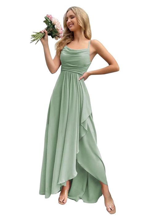 PRICES MAY VARY. Title: vintys Simple Ruched Chffon Bridesmaid Dress Long with Pockets Scoop Neck A Line Formal Evening Dresses for Women Sage Green Wedding Guest Gown Size 10. Product Type: Departments > Women > Clothing > Dresses > Formal Light Green Bridesmaid Dresses, Sage Green Prom Dress, Casual Bridesmaid Dresses, Green Chiffon Dress, Wedding Outfits For Women, Wedding Guest Gowns, Sage Green Bridesmaid Dress, Sage Green Dress, Maid Of Honour Dresses