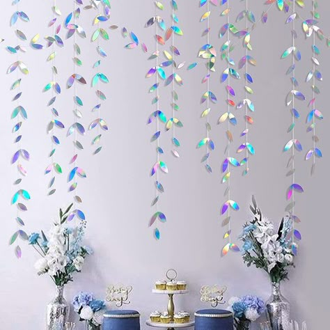 13ft Iridescent Paper Leaf Garland Holographic Birthday Wedding Party Hanging Leaves Streamer Banner For Eid Ramadan Decorations - Banners, Streamers & Confetti - AliExpress Paper Leaf Garland, Streamer Banner, Iridescent Decor, Hanging Leaves, Streamer Decorations, Iridescent Party, Paper Leaf, Holographic Paper, Circle Garland