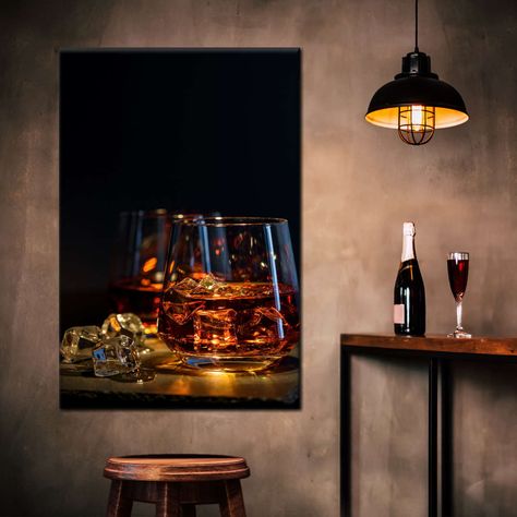 Classy Man Cave, Whiskey Wall, Whiskey On The Rocks, Bourbon Room, Whiskey Room, Whiskey Bar, Bar Wall Decor, Old Fashioned Cocktail, Bar Art