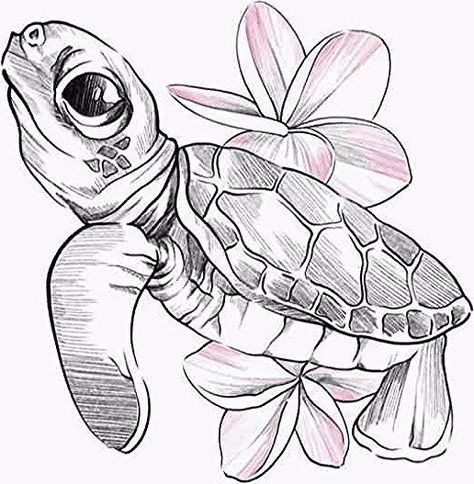 Sea Turtle Drawing, Turtle Tattoo Designs, Turtle Drawing, Turtle Tattoo, Turtle Art, Desenho Tattoo, Arte Sketchbook, Pencil Art Drawings, Art Drawings Sketches Creative