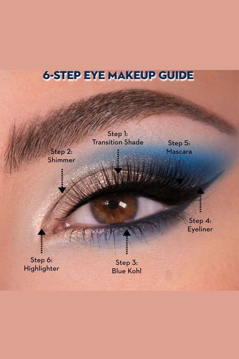 Eyeshadow That Goes With Blue Dress, Formal Blue Makeup, Makeup Looks With Blue Eyeshadow, Blue Make Up Brown Eyes, Eye Makeup For Royal Blue Dress, Lipstick For Navy Blue Dress, Prom Makeup Navy Blue, Navy Blue And Gold Makeup, Eyeshadow Looks For Blue Dress