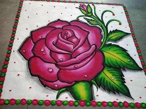 Rose Rangoli Design Images (Rose Rangoli Kolam Ideas) - 2022 Rangoli Designs Flower Drawing, 3d Flower Rangoli Designs, Nice Rangoli Designs, Drawing Rangoli Designs, Rose Flower Rangoli, 3d Kolam Designs, 3d Rangoli Designs Creativity, Creative Rangoli Designs For Competition, Free Hand Rangoli Designs Flower