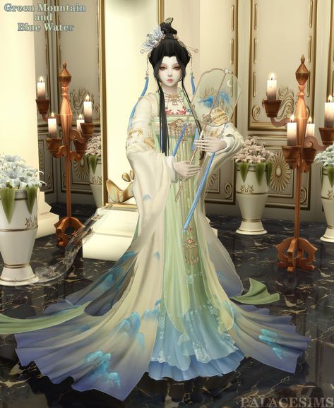 [PALACESIMS]Green Mountain and Blue Water | PALACESIMS on Patreon Sims 4 Chinese Cc, Sims 4 Royal, Sims Stories, Sims 4 Anime, Female Sims, Sims 4 Expansions, Mods Sims 4, Sims Clothes, Sims 4 Dresses