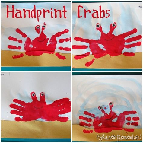 Fun ocean theme activity that involves hand paint! Definitely a favorite activity for kids. And it is personal to them because it involves their individual hands Ocean Unit Preschool, Ocean Theme Preschool, Art Preschool, Preschool Projects, Ocean Activities, Ocean Crafts, Animal Crafts For Kids, Handprint Crafts, Daycare Crafts